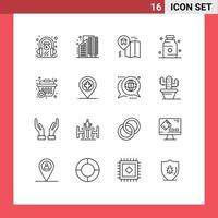 Modern Set of 16 Outlines and symbols such as plus medicine infrastructure medical health Editable Vector Design Elements