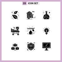 Set of 9 Modern UI Icons Symbols Signs for fig wheels trailer hospital flask Editable Vector Design Elements