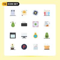 16 Creative Icons Modern Signs and Symbols of pear fruit coins avocado competitive Editable Pack of Creative Vector Design Elements