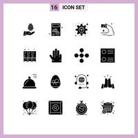 Universal Icon Symbols Group of 16 Modern Solid Glyphs of security sewage business radioactive pipe Editable Vector Design Elements