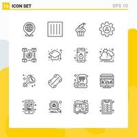 Mobile Interface Outline Set of 16 Pictograms of blockchain cursor laundry navigation easter Editable Vector Design Elements