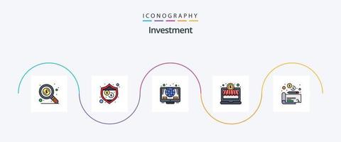 línea de inversión llena de paquete de iconos planos 5 que incluye. pago. inversión. dinero. dinero vector