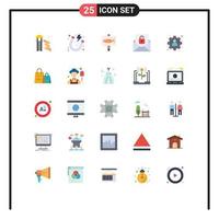 25 Universal Flat Color Signs Symbols of profile unlock board envelope communication Editable Vector Design Elements