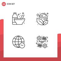 Stock Vector Icon Pack of 4 Line Signs and Symbols for bodybuilding globe nutrition yang web Editable Vector Design Elements