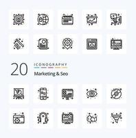 20 Marketing And Seo Line icon Pack like disk cd ad view search vector