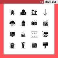 Pictogram Set of 16 Simple Solid Glyphs of sauna weather mushroom prediction journalist Editable Vector Design Elements