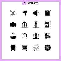 Solid Glyph Pack of 16 Universal Symbols of tank website sound ui interface Editable Vector Design Elements