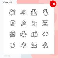 Outline Pack of 16 Universal Symbols of target goal card women pregnancy Editable Vector Design Elements