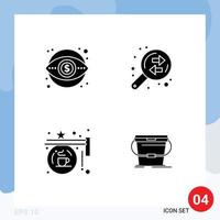 Modern Set of 4 Solid Glyphs and symbols such as business board money data analysis hanging Editable Vector Design Elements