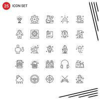Mobile Interface Line Set of 25 Pictograms of superstition education equipment chemistry lab chemistry Editable Vector Design Elements