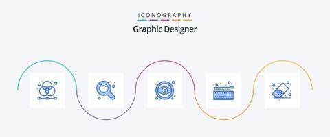 paquete de iconos azul 5 de diseñador gráfico que incluye eliminar. teclado. herramienta zoom llave. herramienta vector