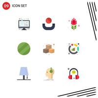 Mobile Interface Flat Color Set of 9 Pictograms of analytics game blossom fun ball Editable Vector Design Elements