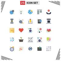 Set of 25 Modern UI Icons Symbols Signs for handset vertical glow top stare Editable Vector Design Elements