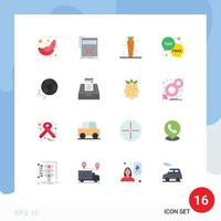 Flat Color Pack of 16 Universal Symbols of money finance website duty veg Editable Pack of Creative Vector Design Elements