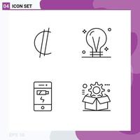 Set of 4 Modern UI Icons Symbols Signs for colon battery rican creativity phone Editable Vector Design Elements