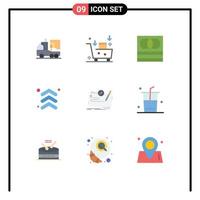 9 Flat Color concept for Websites Mobile and Apps game up emailing arrows pack Editable Vector Design Elements