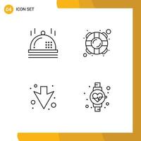 4 User Interface Line Pack of modern Signs and Symbols of celebration full help safety watch Editable Vector Design Elements