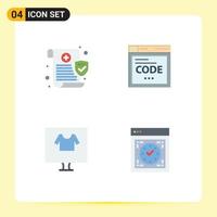 Stock Vector Icon Pack of 4 Line Signs and Symbols for medical commerce security code ecommerce Editable Vector Design Elements