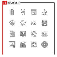 Set of 16 Modern UI Icons Symbols Signs for internet wifi zoom out car web maintenance Editable Vector Design Elements