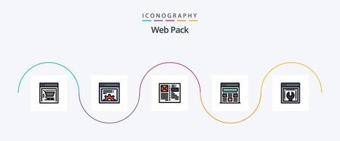 Web Pack Line Filled Flat 5 Icon Pack Including web maintenance. web configuration. design. web advancement. web vector