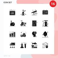 Pack of 16 creative Solid Glyphs of ireland day heart calender astronomy Editable Vector Design Elements