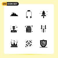 Set of 9 Modern UI Icons Symbols Signs for milk man music assistant holiday Editable Vector Design Elements