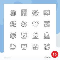 Editable Vector Line Pack of 16 Simple Outlines of hobbies image report objective goal Editable Vector Design Elements