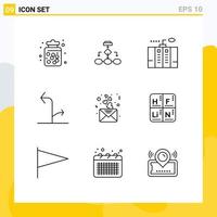 Universal Icon Symbols Group of 9 Modern Outlines of arrows generator data architecture energy electricity Editable Vector Design Elements