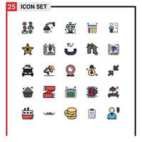 Modern Set of 25 Filled line Flat Colors Pictograph of dismissal test relaxation lab membership Editable Vector Design Elements