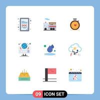 Stock Vector Icon Pack of 9 Line Signs and Symbols for cloud humid heart drop site Editable Vector Design Elements