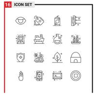 Set of 16 Modern UI Icons Symbols Signs for female scanner bottle machine factory Editable Vector Design Elements