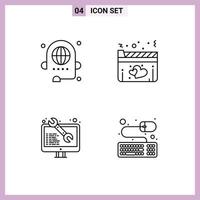 Stock Vector Icon Pack of 4 Line Signs and Symbols for call coding discussion heart web Editable Vector Design Elements