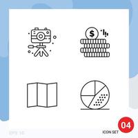 Mobile Interface Line Set of 4 Pictograms of video engine hobby doller optimization Editable Vector Design Elements