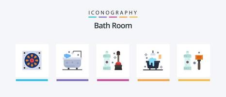 Bath Room Flat 5 Icon Pack Including bathroom. shower. bathroom. bathtub. bath. Creative Icons Design vector