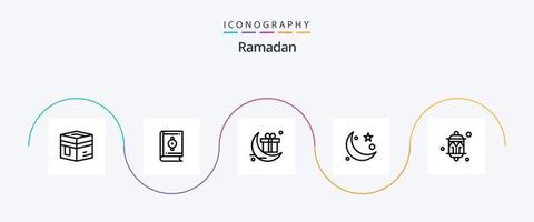 paquete de iconos ramadan line 5 que incluye media luna. regalo. musulmán festival . celebrar vector