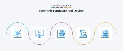 Paquete de 5 iconos azules de dispositivos que incluye electrónica. dispositivos. televisión. desct. compacto vector