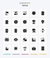 Creative Startup 25 Glyph Solid Black icon pack  Such As path. time. caring. date. setting vector