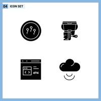 4 Universal Solid Glyphs Set for Web and Mobile Applications biochemistry browser laboratory color develop Editable Vector Design Elements