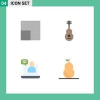 4 User Interface Flat Icon Pack of modern Signs and Symbols of scale conversation instrument violin food Editable Vector Design Elements