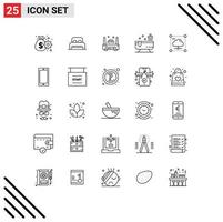 Universal Icon Symbols Group of 25 Modern Lines of share water device shower bathroom Editable Vector Design Elements