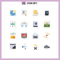 16 Universal Flat Color Signs Symbols of workflow medical book diploma book diagram Editable Pack of Creative Vector Design Elements