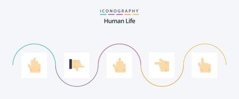 paquete de iconos de 5 planos humanos que incluye. mano. Cinco altos. dedo índice. izquierda vector