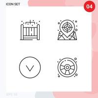 4 Creative Icons Modern Signs and Symbols of home down map web fun Editable Vector Design Elements