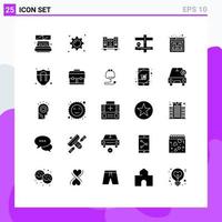 Pack of 25 creative Solid Glyphs of website error woofer pin map Editable Vector Design Elements