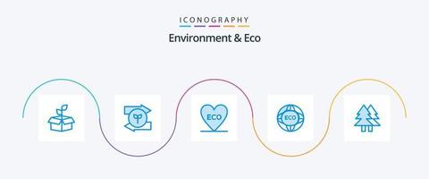 Environment And Eco Blue 5 Icon Pack Including eco. internet. green eco. global. environment vector