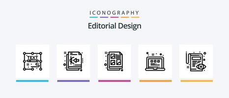 Editorial Design Line 5 Icon Pack Including document. file. design. document. creative. Creative Icons Design vector