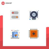 Pictogram Set of 4 Simple Flat Icons of control shopping computer bag carpet Editable Vector Design Elements