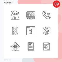 9 Thematic Vector Outlines and Editable Symbols of beat page pen interface browser Editable Vector Design Elements