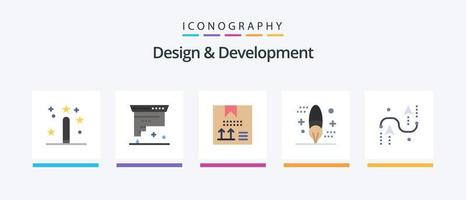 diseño y desarrollo paquete de 5 iconos planos que incluye diseño. cepillar. desarrollo. programación. diseño. diseño de iconos creativos vector