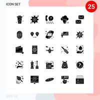 Solid Glyph Pack of 25 Universal Symbols of safety secure user cloud service Editable Vector Design Elements